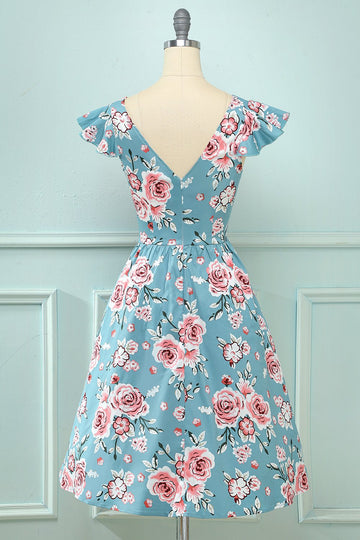 rosa rose floral vintage kjole
